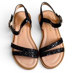 NWOT PandaNinja Toddler Girl Black Sparkly Sandals Size 11